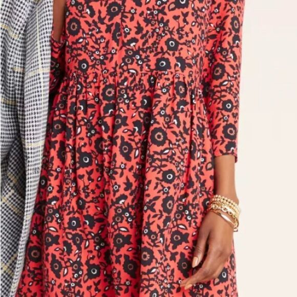 Maeve Christina Anthropologie Red Floral Tunic Dress sz Small - Picture 3 of 8